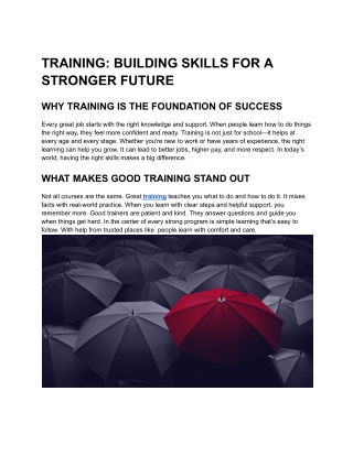 TRAINING_ BUILDING SKILLS FOR A STRONGER FUTURE