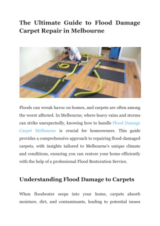 The Ultimate Guide to Flood Damage Carpet Repair in Melbourne