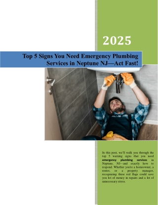 Top 5 Signs You Need Emergency Plumbing Services in Neptune NJ