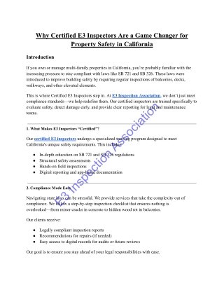 Certified E3 Inspectors Are a Game Changer for Property Safety in California