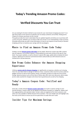 Today’s Trending Amazon Promo Codes Verified Discounts You Can Trust