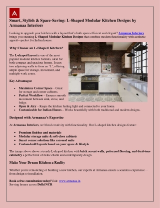 Smart L-Shaped Kitchen Designs by Armanaa Interiors – Download Now!