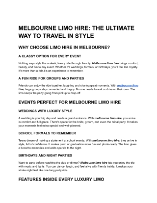 MELBOURNE LIMO HIRE_ THE ULTIMATE WAY TO TRAVEL IN STYLE
