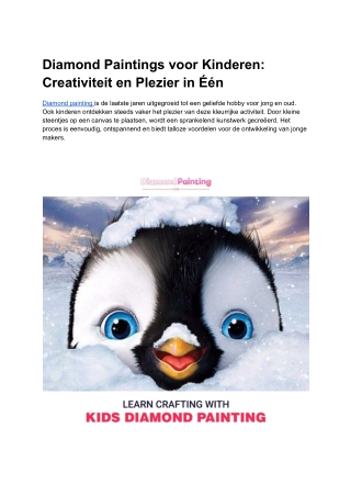 Diamond Paintings voor Kinderen_ Creativiteit en Plezier in Één
