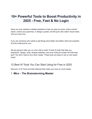 10  Powerful Tools to Boost Productivity in 2025 - Free, Fast & No Login