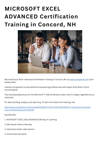 MICROSOFT EXCEL ADVANCED Certification Training in Concord, NH