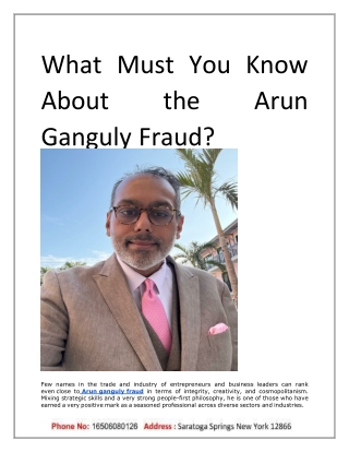 Arun Ganguly Fraud