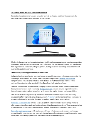 Technology Rental Solutions for Indian Businesses