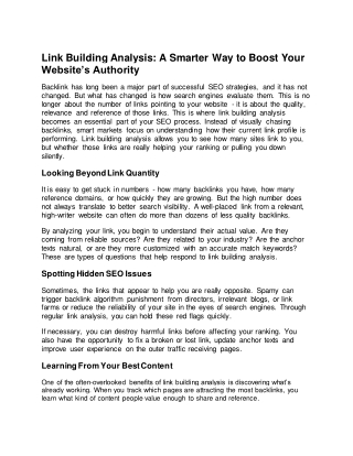 Link Building Analysis A Smarter Way to Boost Your Website’s Authority