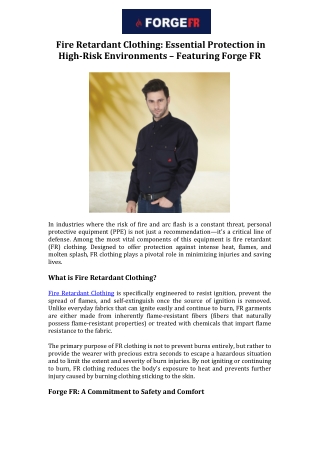 Fire Retardant Clothing Essential Protection in High-Risk Environments – Featuring Forge FR