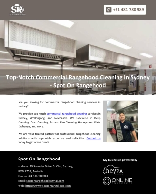 Top-Notch Commercial Rangehood Cleaning in Sydney - Spot On Rangehood