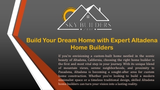 Build Your Dream Home with Expert Altadena Home Builders