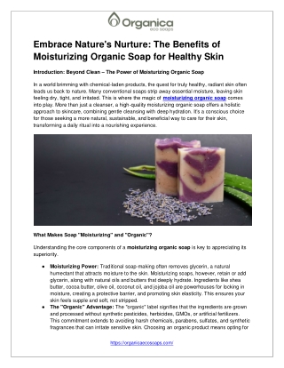 Embrace Nature's Nurture_ The Benefits of Moisturizing Organic Soap for Healthy Skin