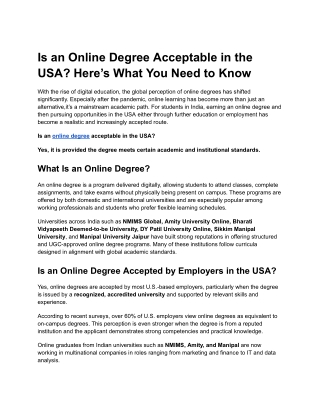 Is an Online Degree Acceptable in the USA