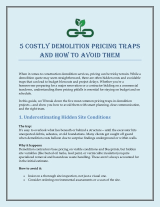 5 Costly Demolition Pricing Traps and How to Avoid Them