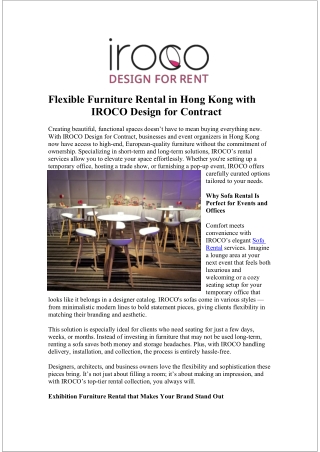 Office Furniture Rental Hong Kong for a Professional Look