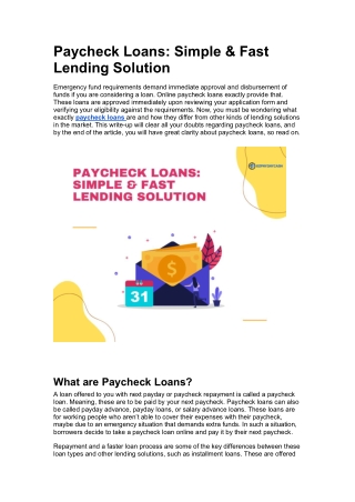 Paycheck Loans
