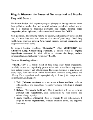 Discover the Power of Nutraceutical and Breathe Easy with Nature: