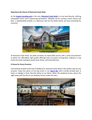 Experience the Charm of Diamond Creek Hotel