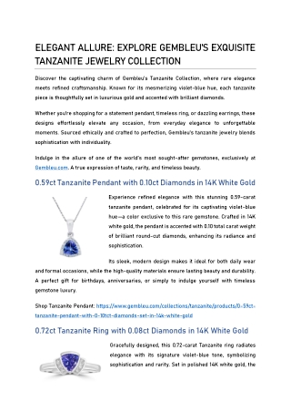 EXPLORE GEMBLEU’S EXQUISITE TANZANITE JEWELRY COLLECTION