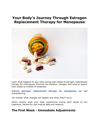 Your Body's Journey Through Estrogen Replacement Therapy for Menopause