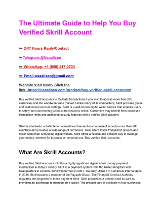 The Ultimate Guide to Help You Buy Verified Skrill Account