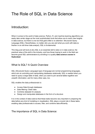 The Role of SQL in Data Science