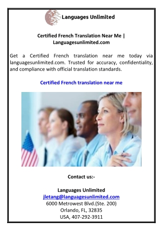 Certified French Translation Near Me  Languagesunlimited.com