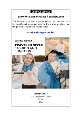 Scarf With Zipper Pocket  Zerogrid