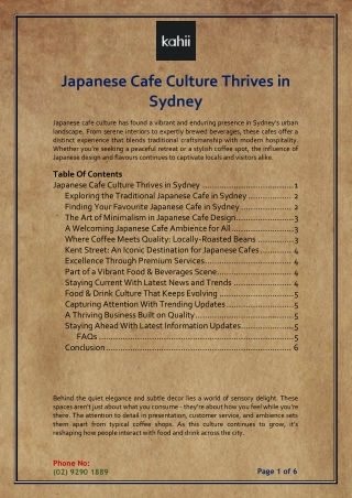 Japanese Cafe Culture Thrives in Sydney