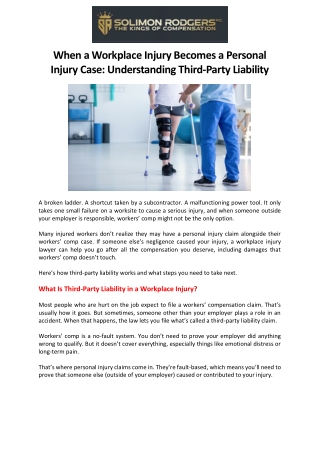 When a Workplace Injury Becomes a Personal Injury Case Understanding Third-Party Liability