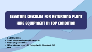 Essential Checklist for Returning Plant Hire Equipment in Top Condition