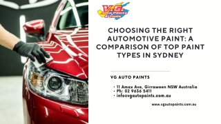 Choosing the Right Automotive Paint A Comparison of Top Paint Types in Sydney