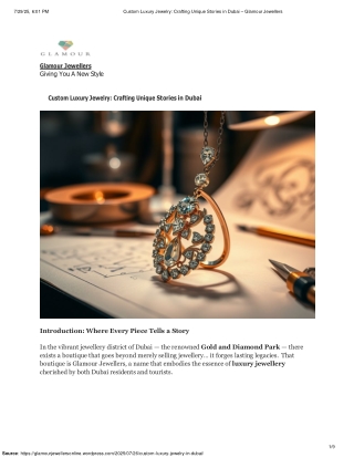 Custom Luxury Jewelry in Dubai | Bespoke Designs by Glamour Jewellers