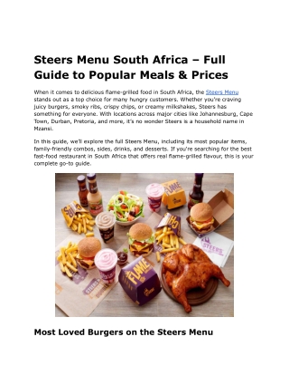 Steers Menu