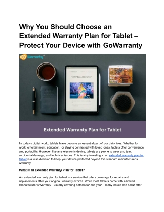 Extended Warranty Plan for Tablet