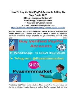 How To Buy Verified PayPal Accounts A Step By Step Guide 2025