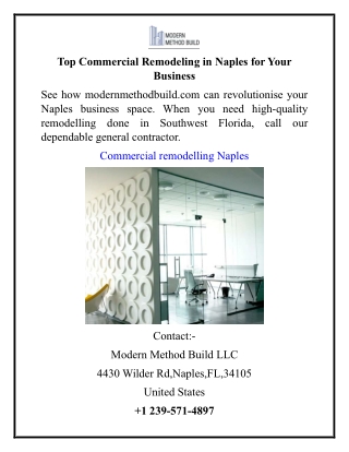 Top Commercial Remodeling in Naples for Your Business