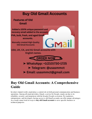Buy Old Gmail Accounts