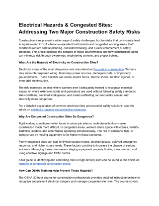 Electrical Hazards & Congested Sites_ Addressing Two Major Construction Safety Risks