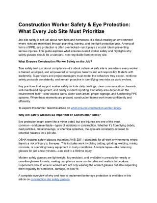 Construction Worker Safety & Eye Protection_ What Every Job Site Must Prioritize