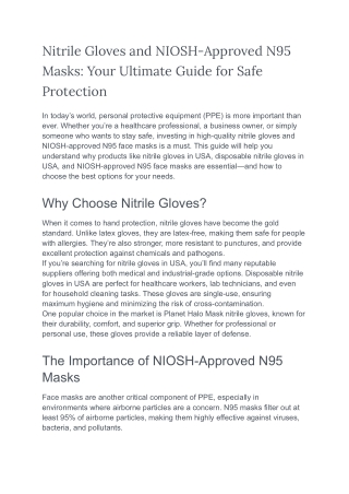 Nitrile Gloves and NIOSH-Approved N95 Masks_ Your Ultimate Guide for Safe Protection