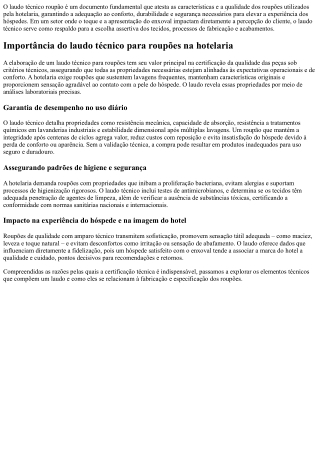 Laudo técnico roupão: conforto e durabilidade que elevam seu hotel