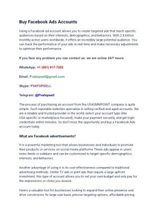 Buy Facebook Ads Accounts