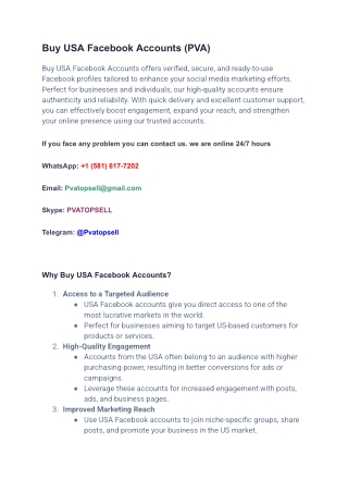 Buy USA Facebook Accounts (PVA)