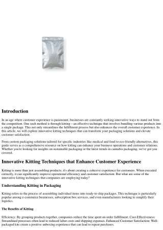 Innovative Kitting Techniques that Enhance Customer Experience