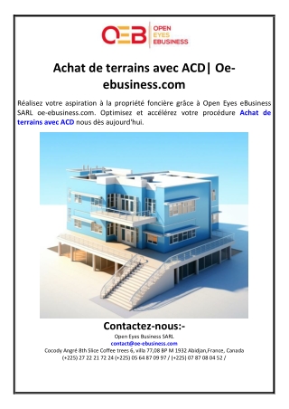 Achat de terrains avec ACD| Oe-ebusiness.com