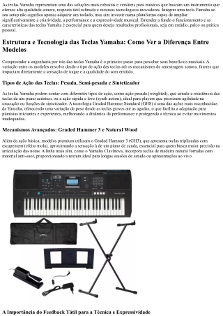 Teclas Yamaha: transforme sua música com som profissional e resposta ágil