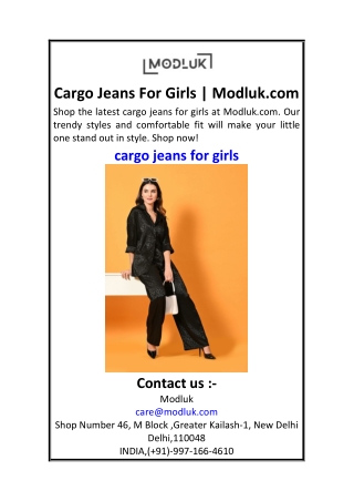 Cargo Jeans For Girls  Modluk.com