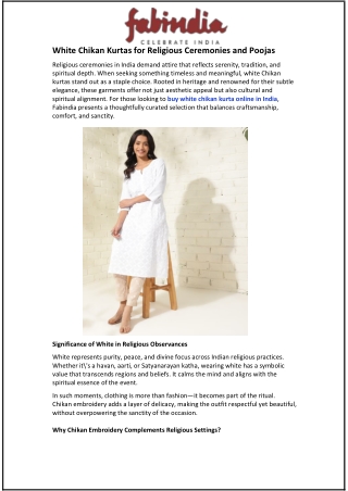 White Chikan Kurtas for Religious Ceremonies and Poojas